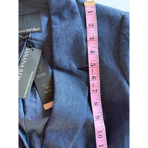 BANANA REPUBLIC Boyfriend Fit Linen Blend Blazer 6 Double Breasted Blue Nautical - Picture 10 of 15